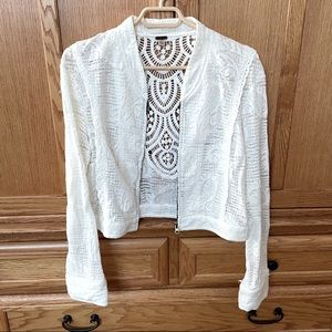 Free people cream lace jacket medium crop bomber